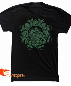 Men's Mushroom Mandala Shirt Psychedelic Tattoo Style Sacred Geometry T-shirt