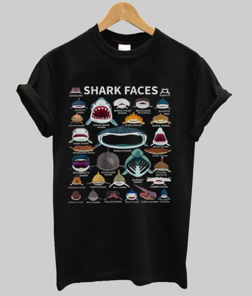 Shark Faces Of The World tshirt NA