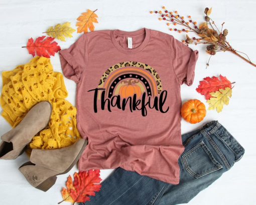 Thankful Rainbow Pumpkin Shirt NA