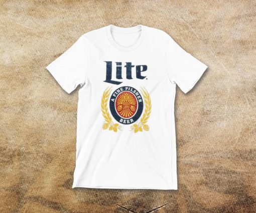 1975 Miller Lite Beer logo Miller Lite Brewing Beer White Classic Mens Vintage white T-Shirt