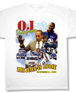 Vintage Style White OJ Simpson Funny Tee Shirt