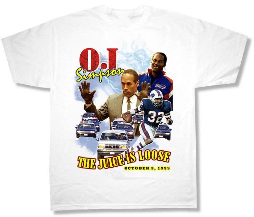 Vintage Style White OJ Simpson Funny Tee Shirt